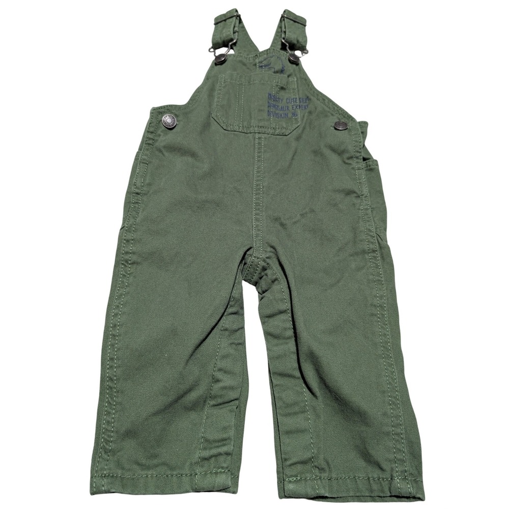 Carters Baby‎ Boy Olive Green Dinosaur Canvas Bib Overalls 6 Months